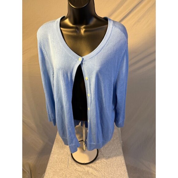 Croft & Barrow Womens Cardigan Sweater Button Up Blue Soft Girl Large L Classic - Picture 1 of 2